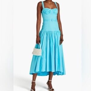 NICHOLAS Drenica Gathered Cotton-Poplin Midi Dress Splash New With Tags